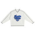 Hampton University Color-Block V-Neck Sweatshirt in white and navy – primary product view