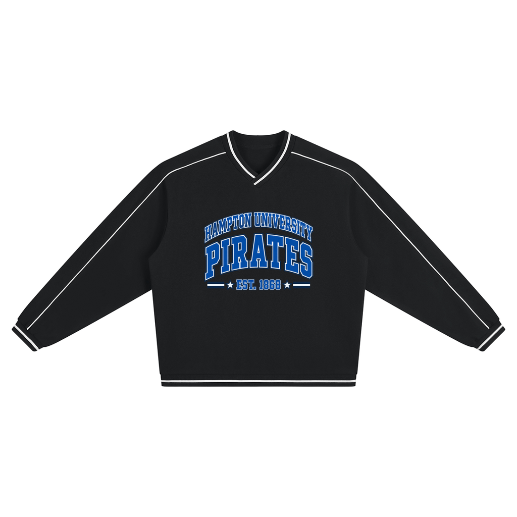 Hampton University Pirates Color-Block V-Neck Sweatshirt