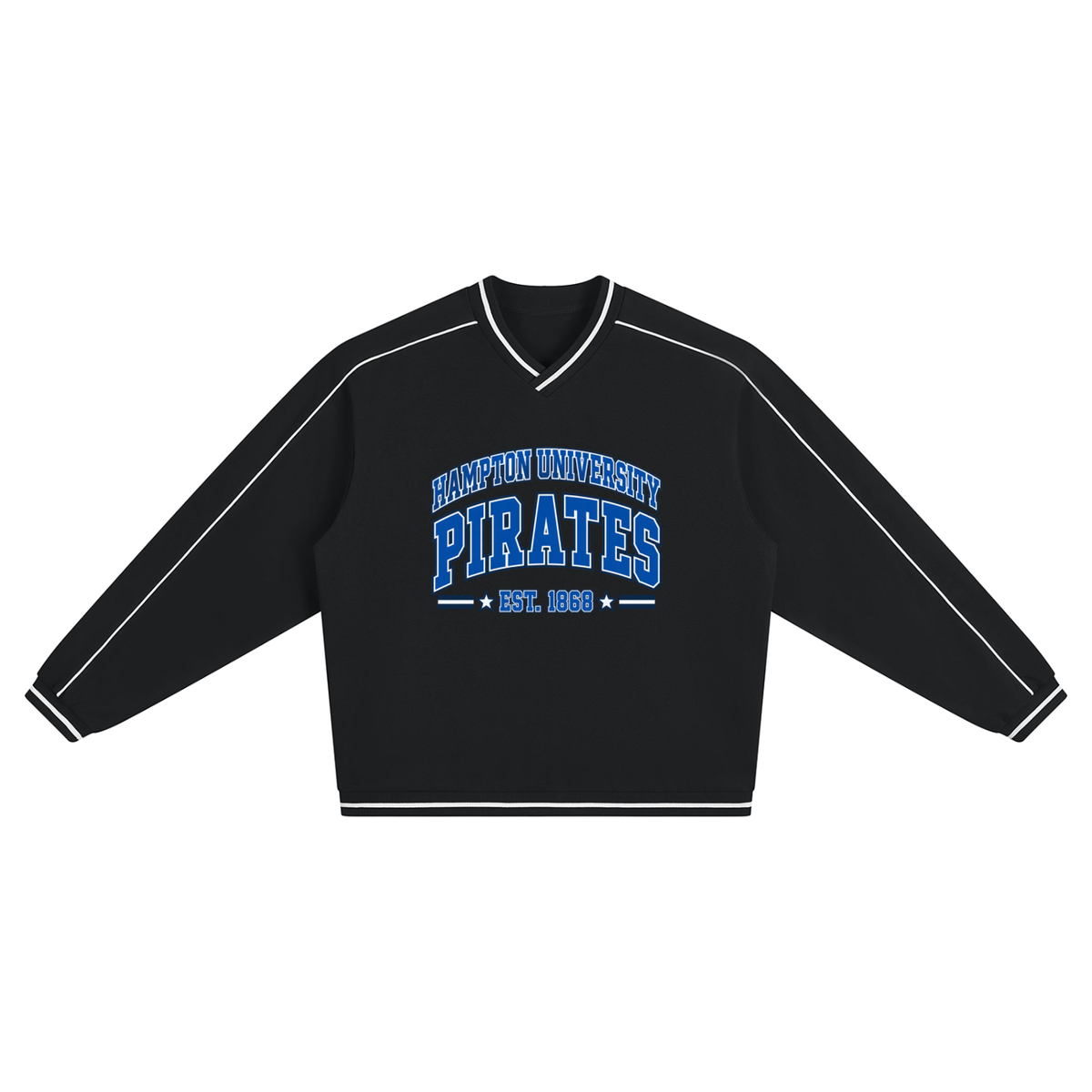 Hampton University Pirates Color-Block V-Neck Sweatshirt