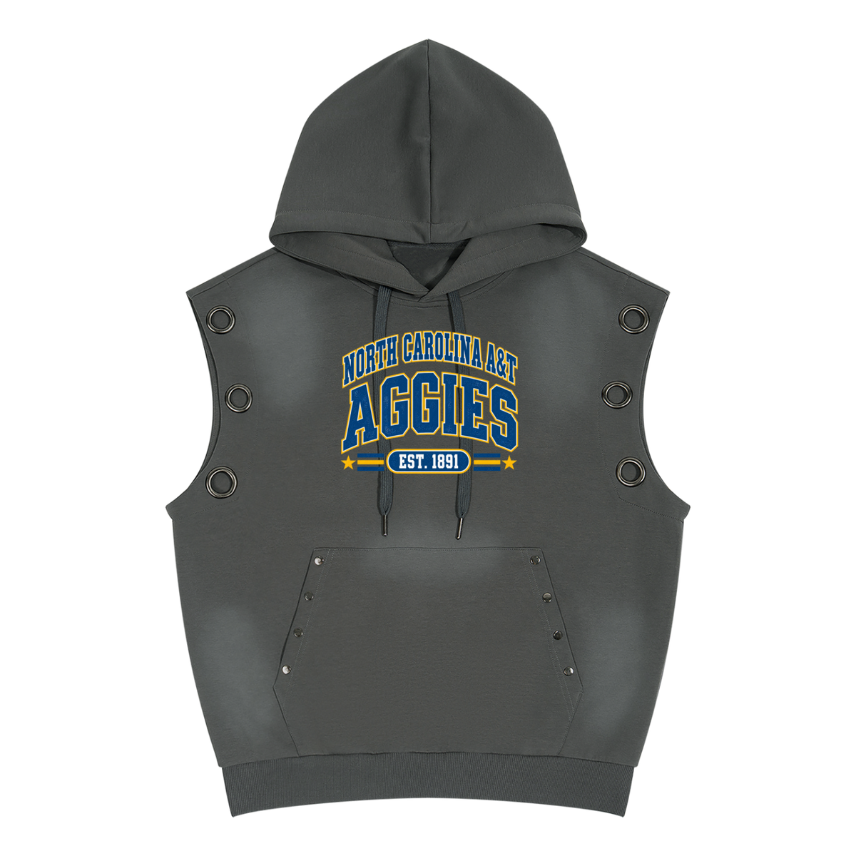 NC A&T Unisex Vintage Wash Sun Fade Sleeveless Hoodie
