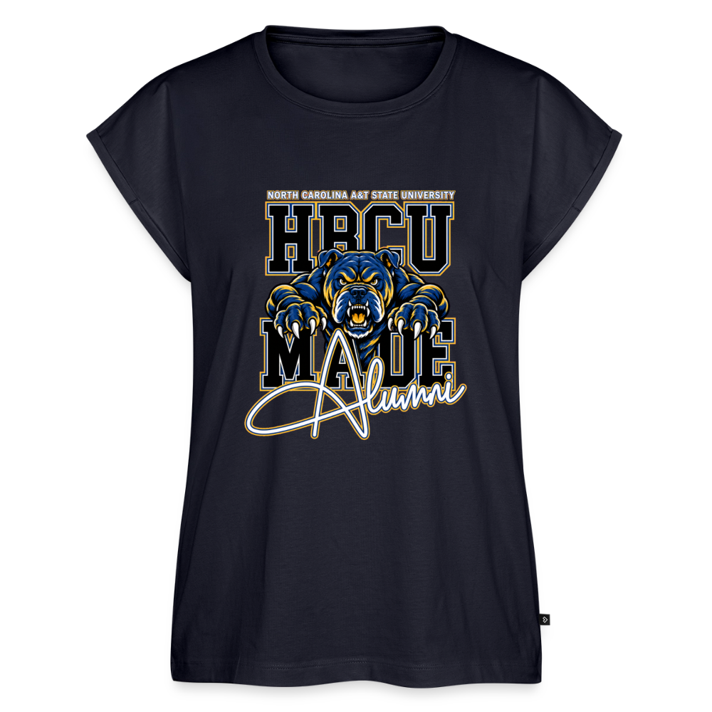 NC A&T Women's Roll Cuff T-Shirt - navy