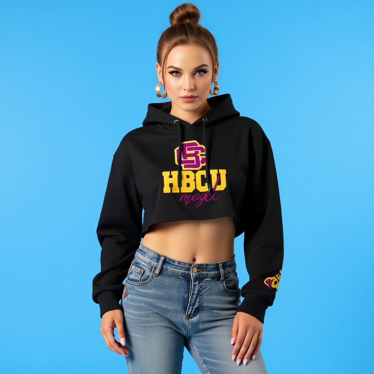 Bethune Cookman Heavy Fleece Hoodie With Hollow Out Sleeve