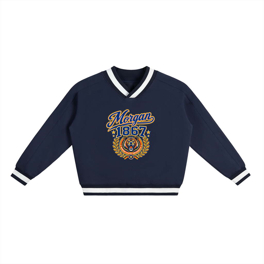 Morgan State V-Neck Contrast Collar Boxy Sweatshirt