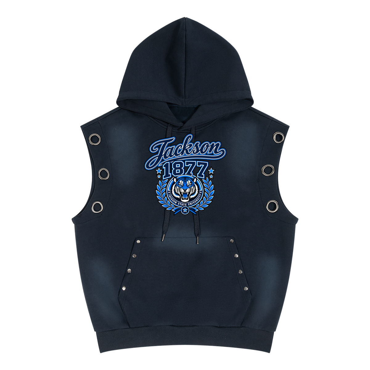 Jackson State Unisex Vintage Wash Sun Fade Sleeveless Hoodie