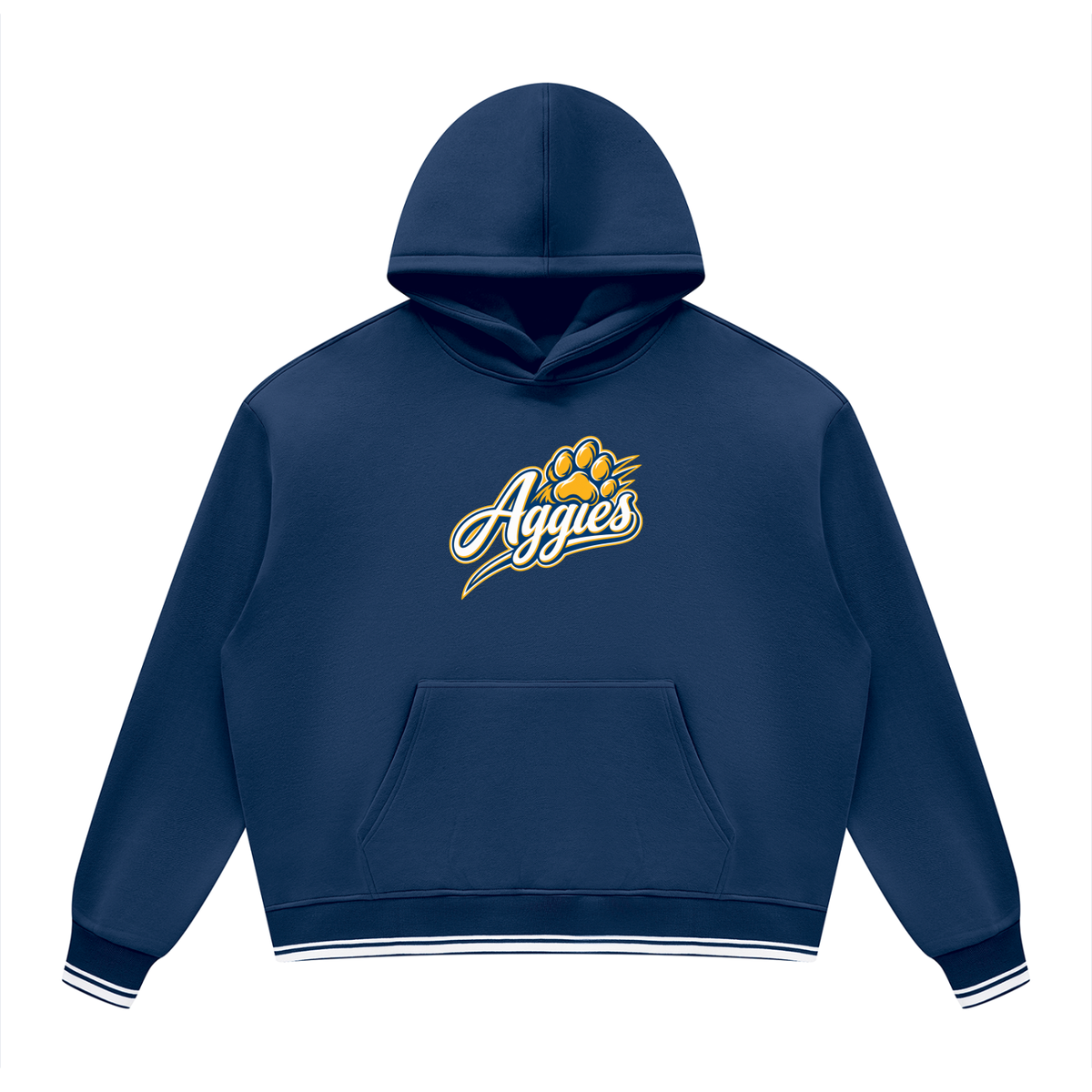 North Carolina A&T Oversized Color-Block Fleece Hoodie in navy, white and gold – primary product view