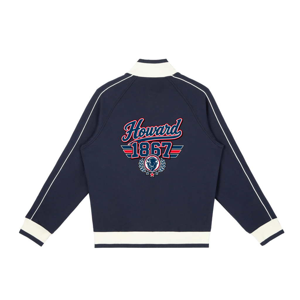 Howard University Color-Block Raglan Track Jacket in navy and cream – alternate product view