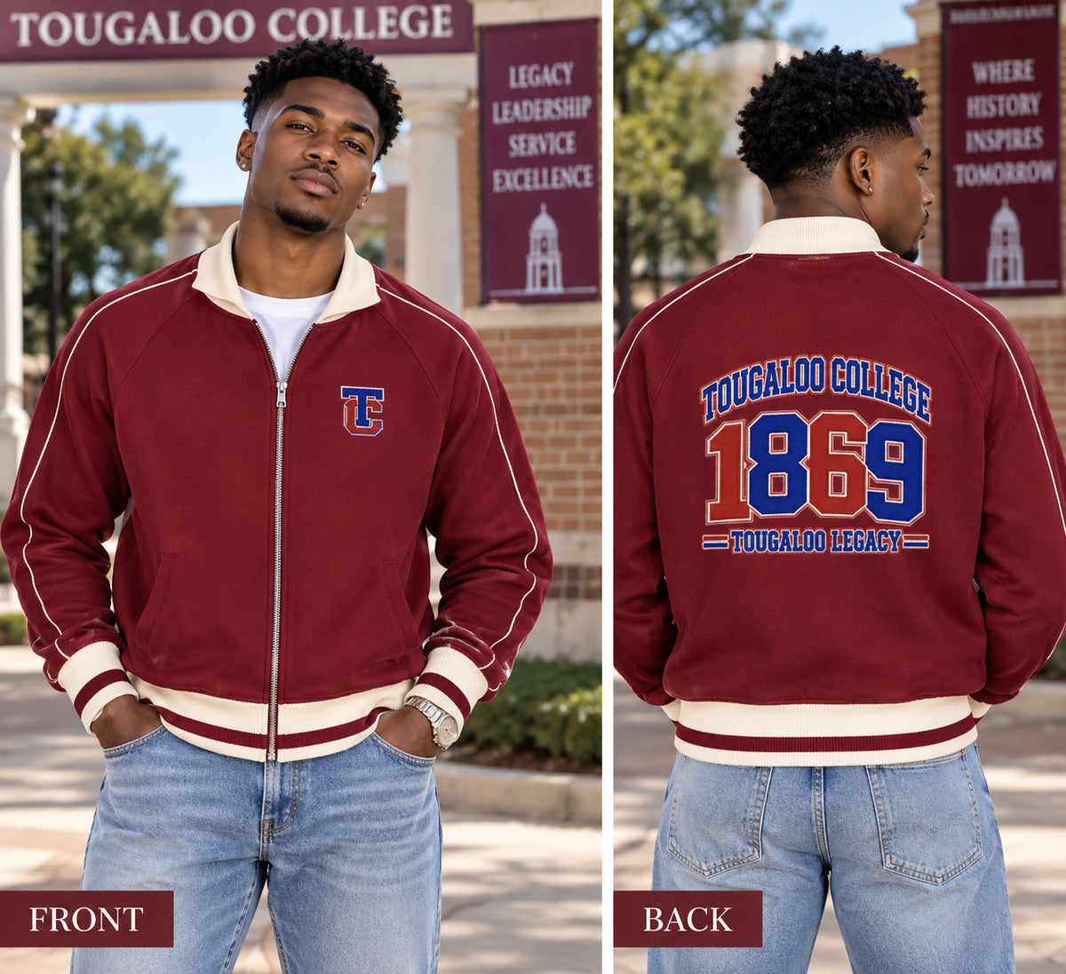 Tougaloo Color Block Raglan Sleeve Zip Track Jacket