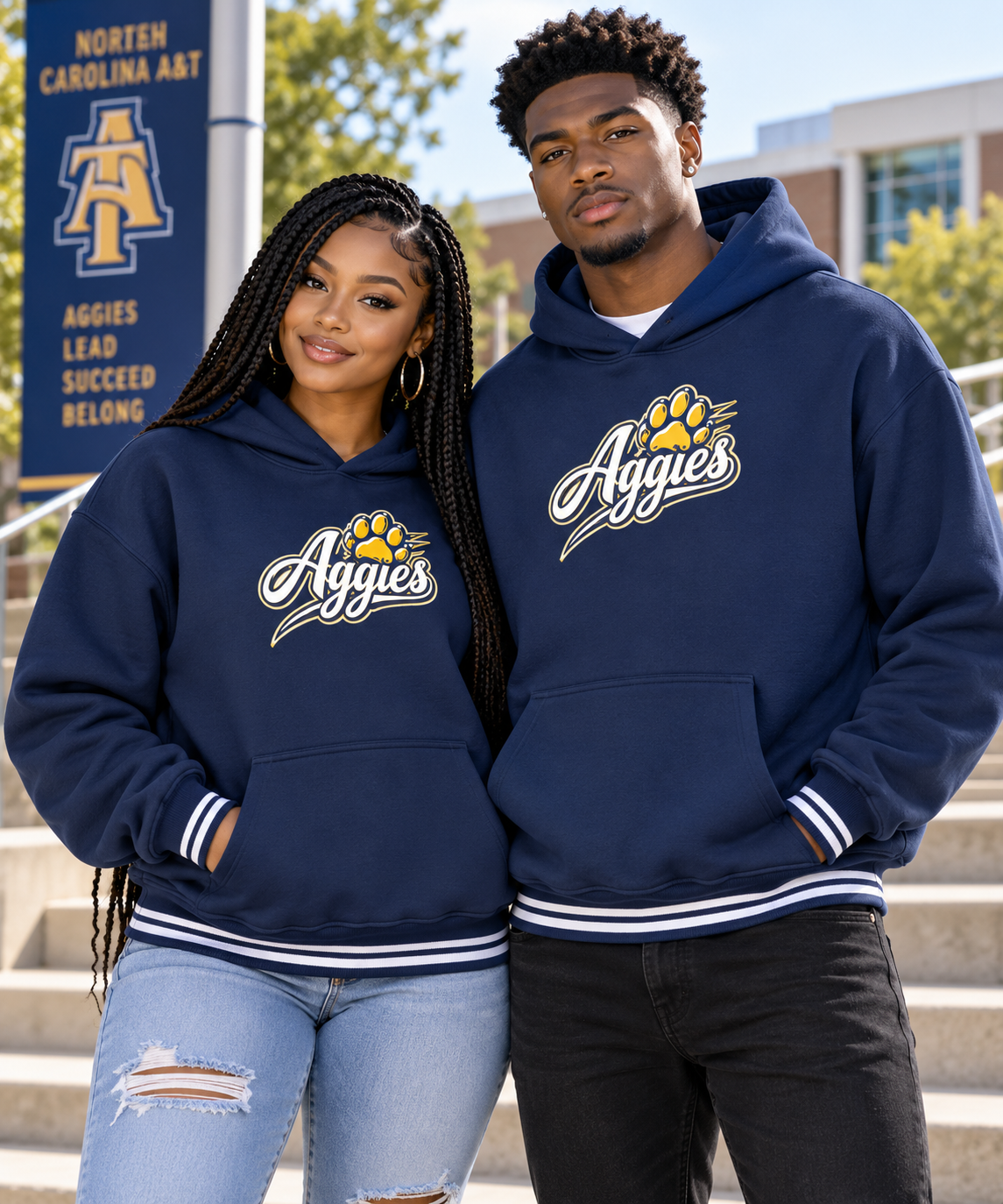 North Carolina A&T Oversized Color-Block Fleece Hoodie