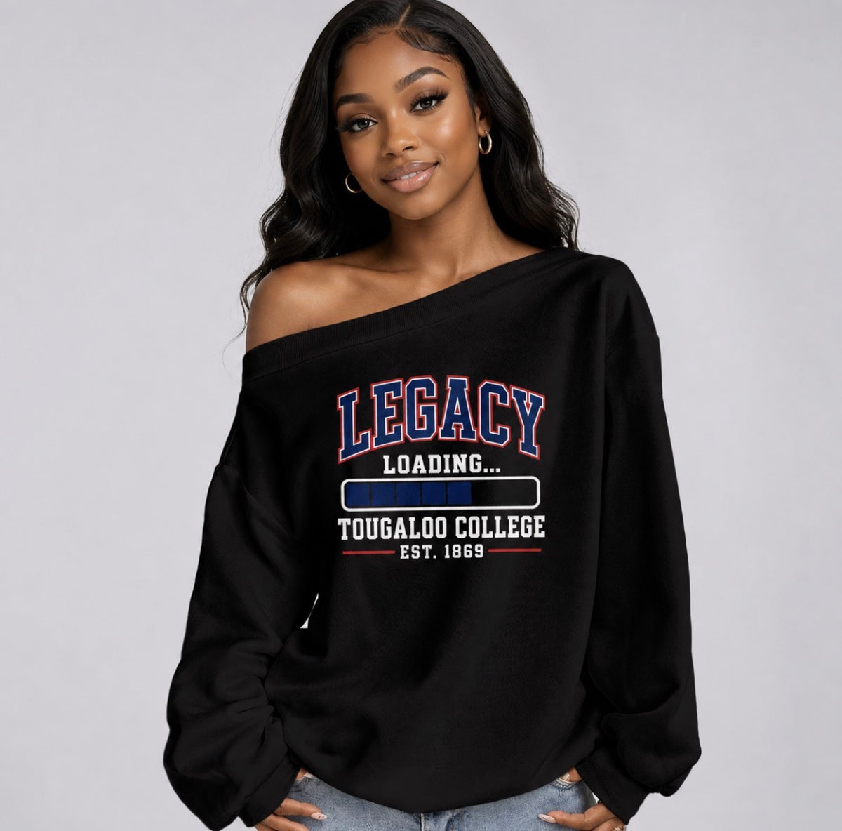 Tougaloo Off-Shoulder Sweatshirt