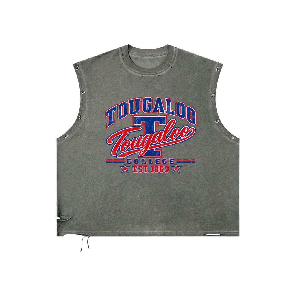 Tougaloo Distressed Grommet Eyelet Tank Top
