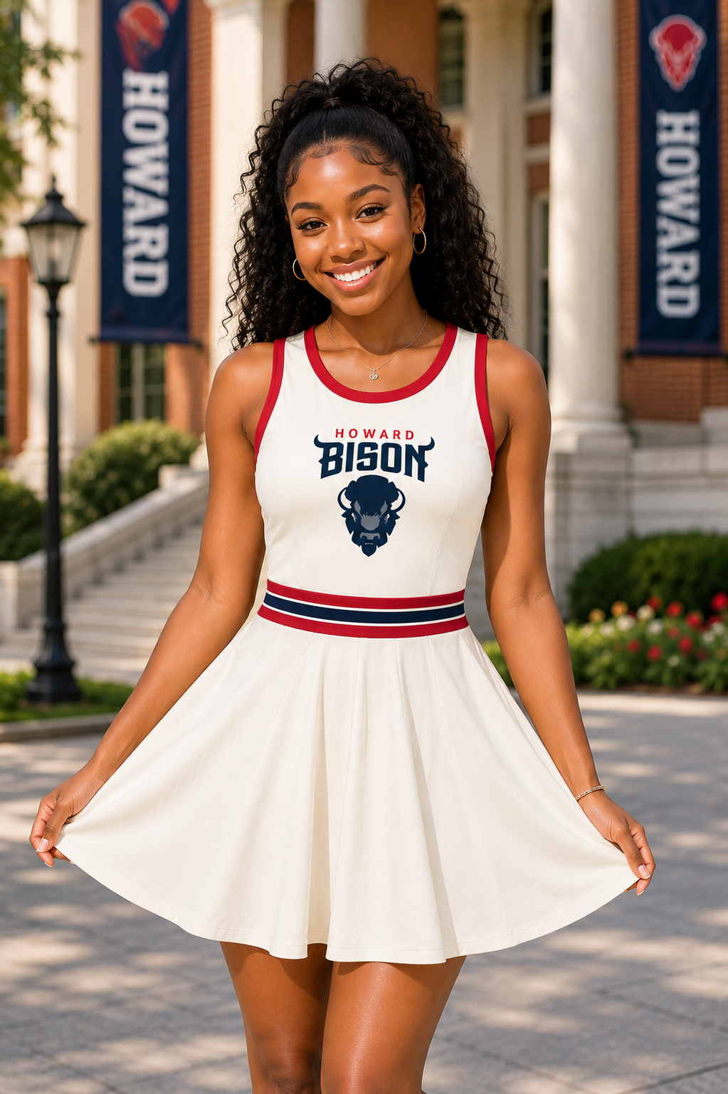 Howard U Color Block A-Line Sleeveless Dress