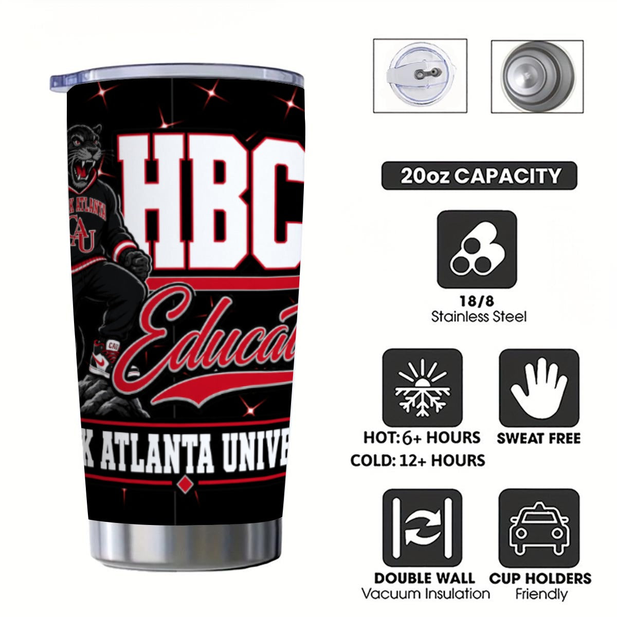 Clark Atlanta 20oz Tumbler With Sliding Lid (Personalized)
