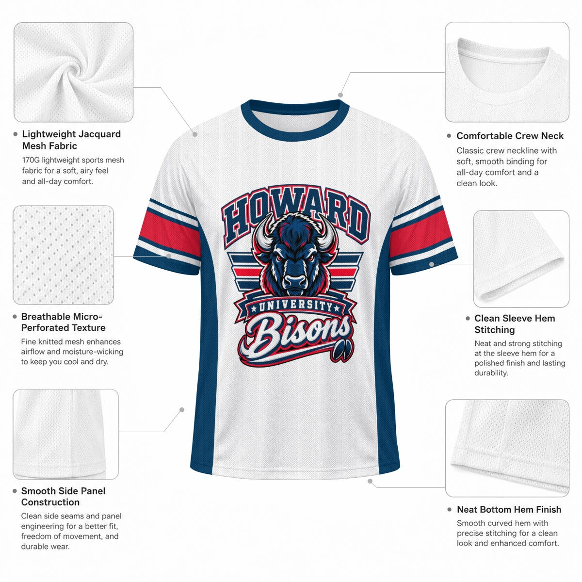 Howard Unisex Jacquard Mesh Sports Jersey