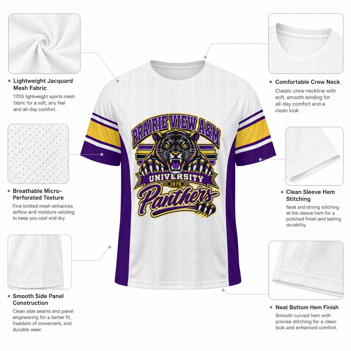 Prairie View Unisex Jacquard Mesh Sports Jersey