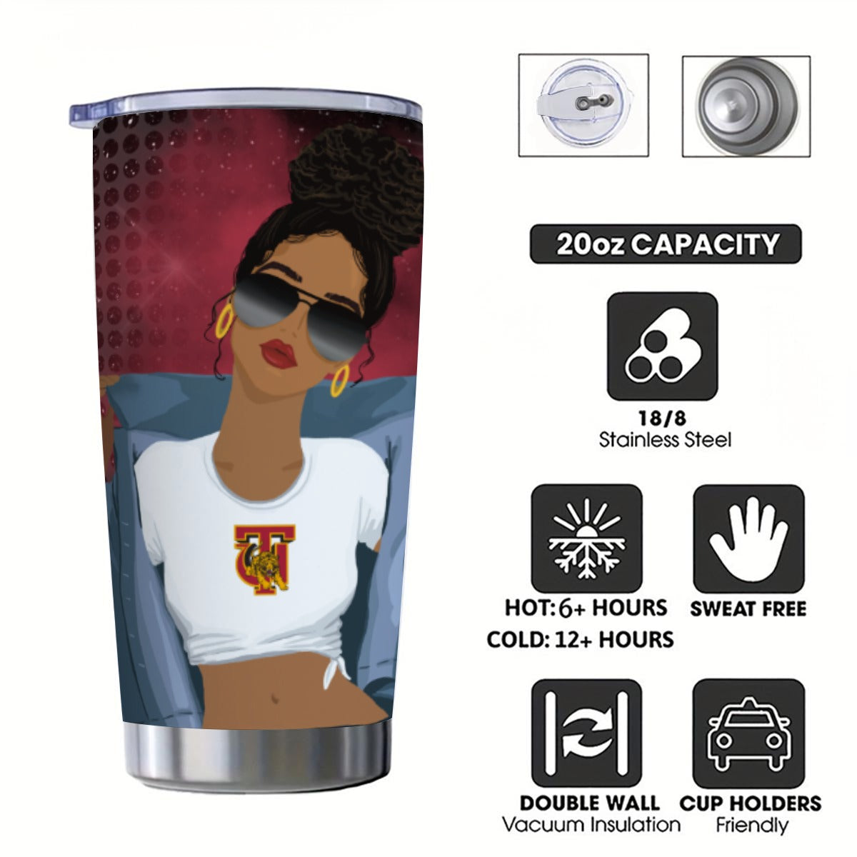 Tuskegee Personalized 20oz Tumbler With Sliding Lid
