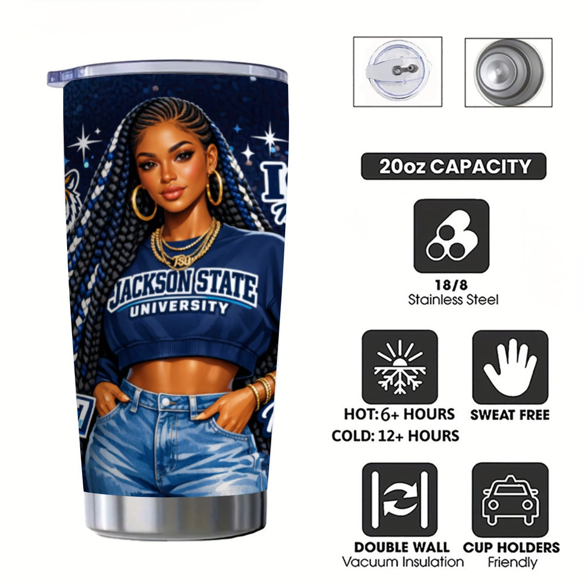 JSU Personalized 20oz Tumbler With Sliding Lid