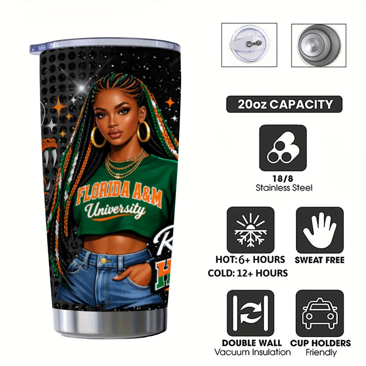 FAMU 20oz Tumbler With Sliding Lid (Personalized)