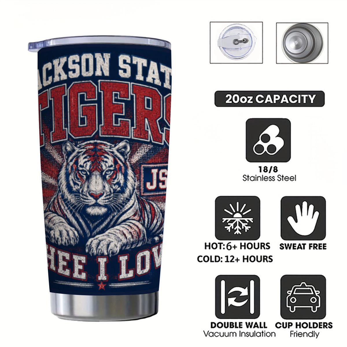 JSU 20oz Tumbler With Sliding Lid (Personalized)