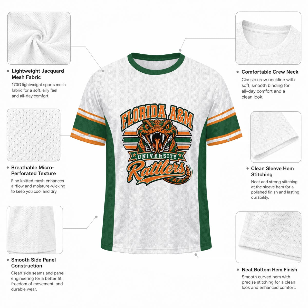 FAMU Unisex Jacquard Mesh Sports Jersey