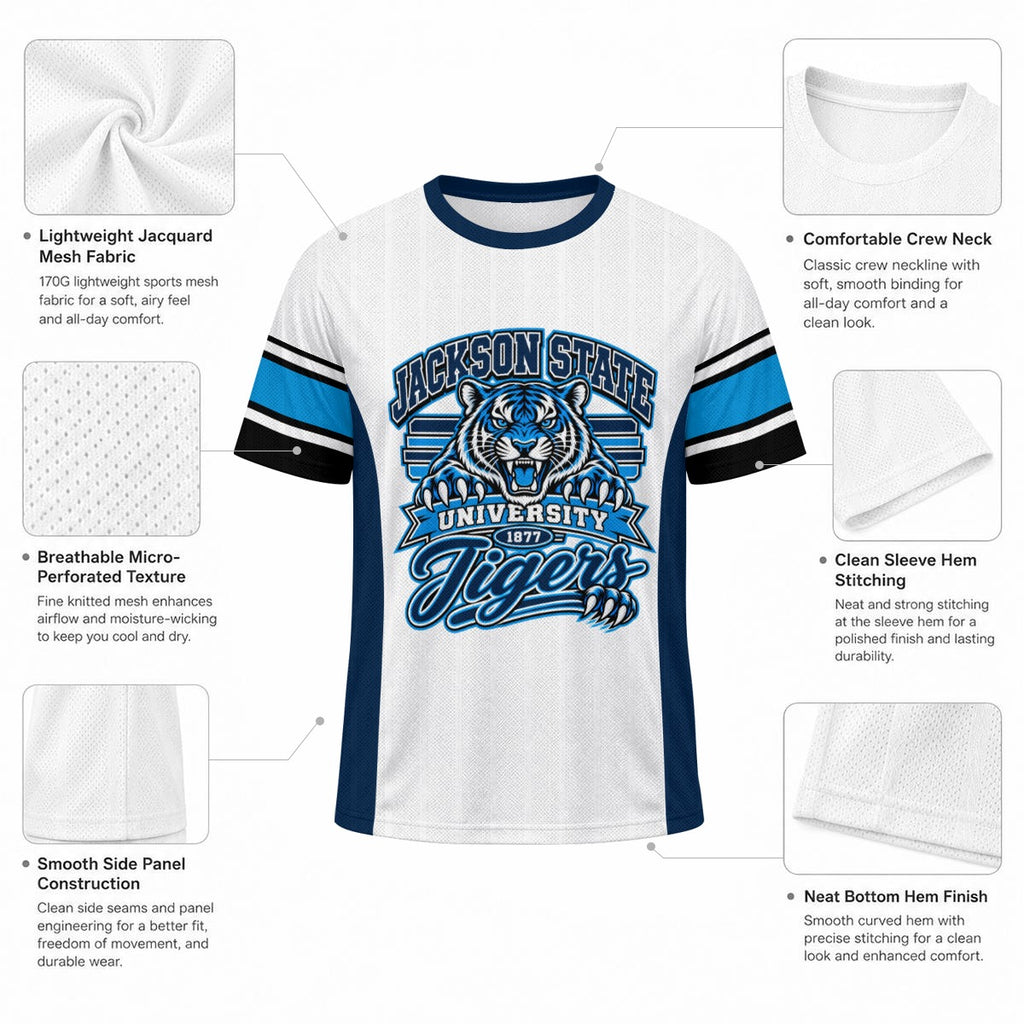 JSU Unisex Jacquard Mesh Sports Jersey