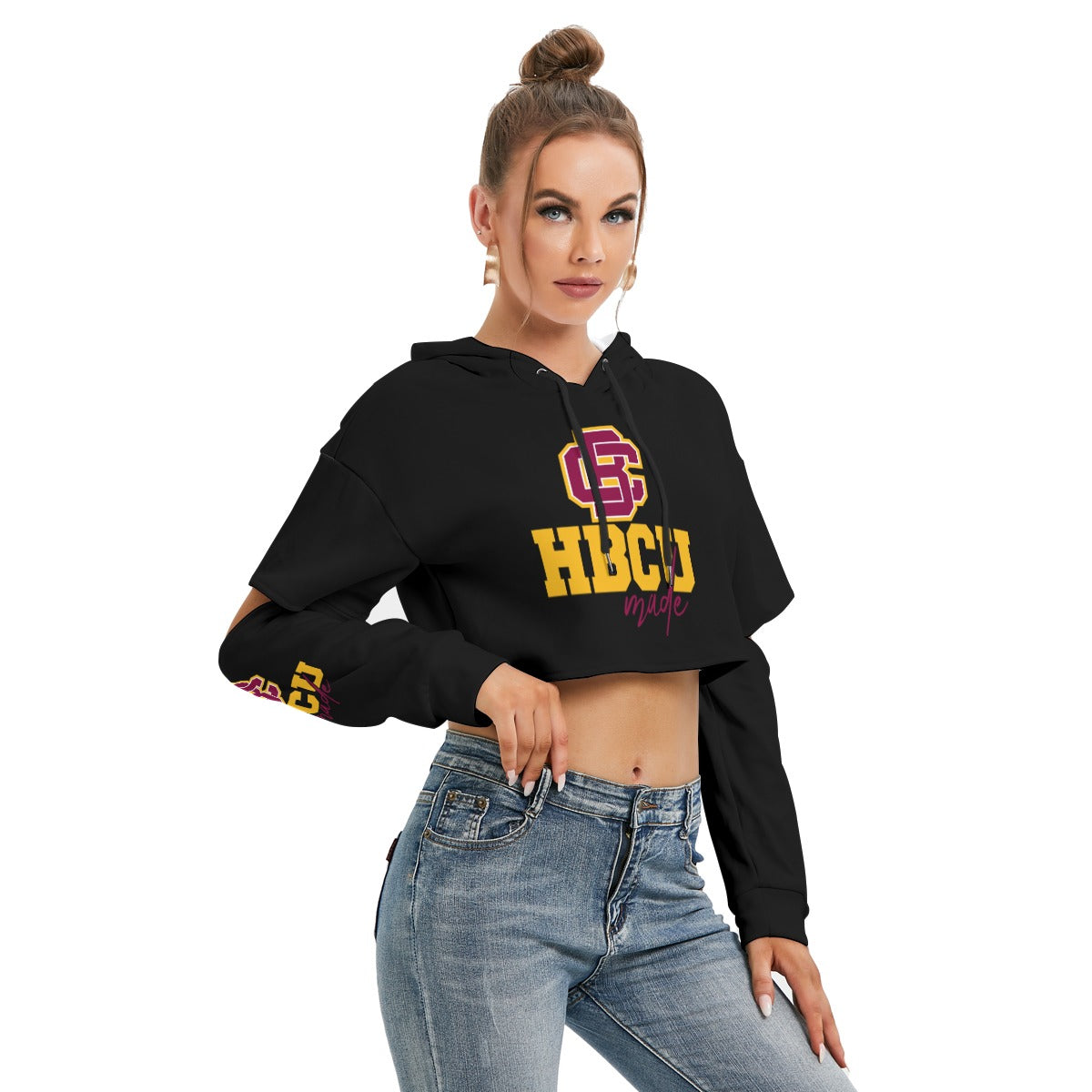 Bethune Cookman Heavy Fleece Hoodie With Hollow Out Sleeve