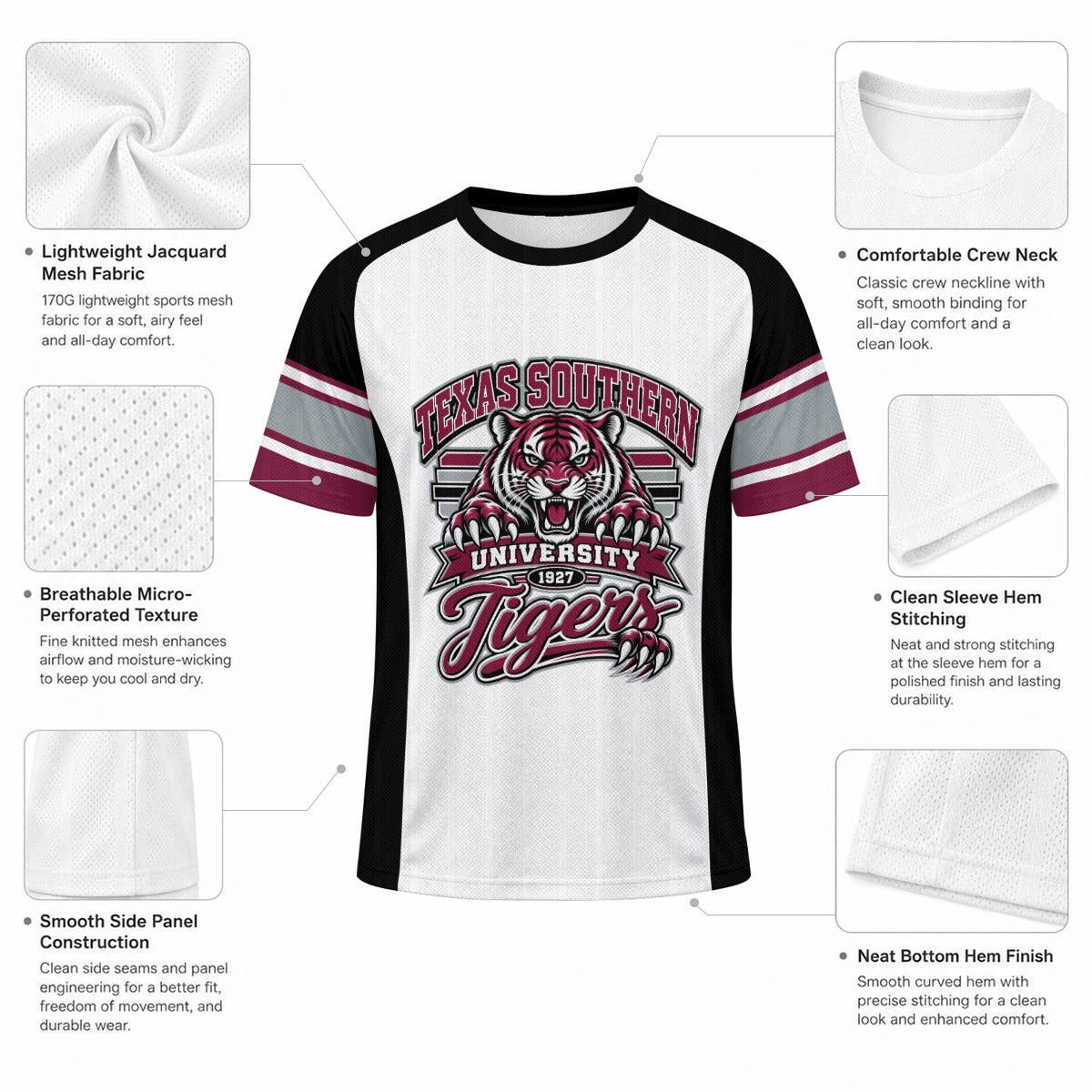 Texas Southern Unisex Jacquard Mesh Sports Jersey