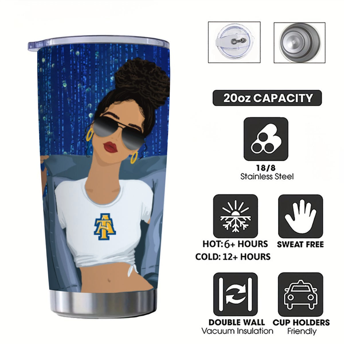 NC A&T Personalized 20oz Tumbler With Sliding Lid