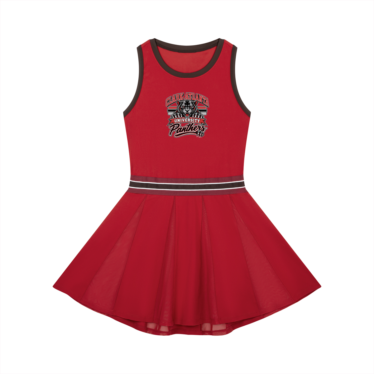 Clark Atlanta red color block A-line sleeveless dress product view