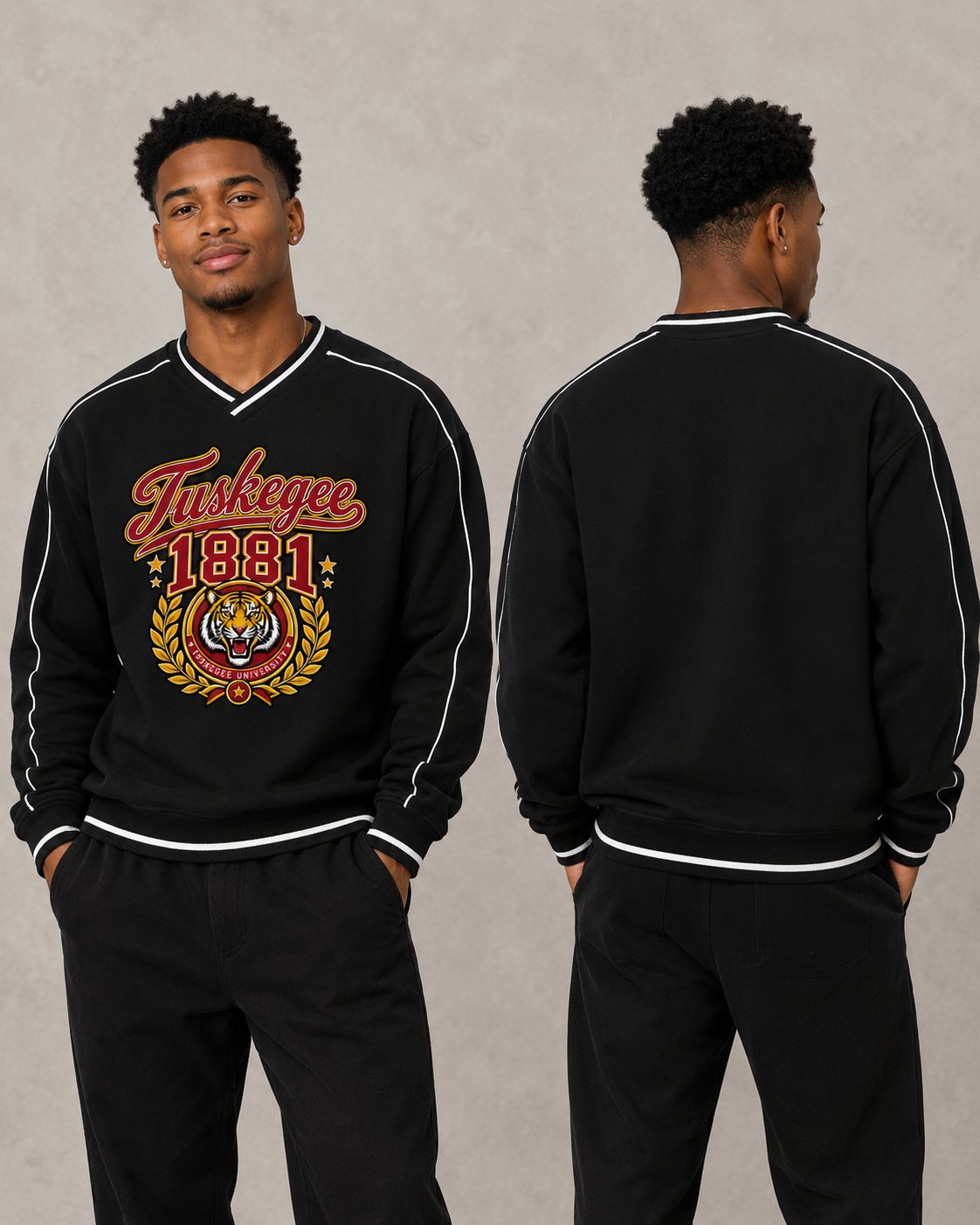 Tuskegee Unisex Color Block V-Neck Sweatshirt