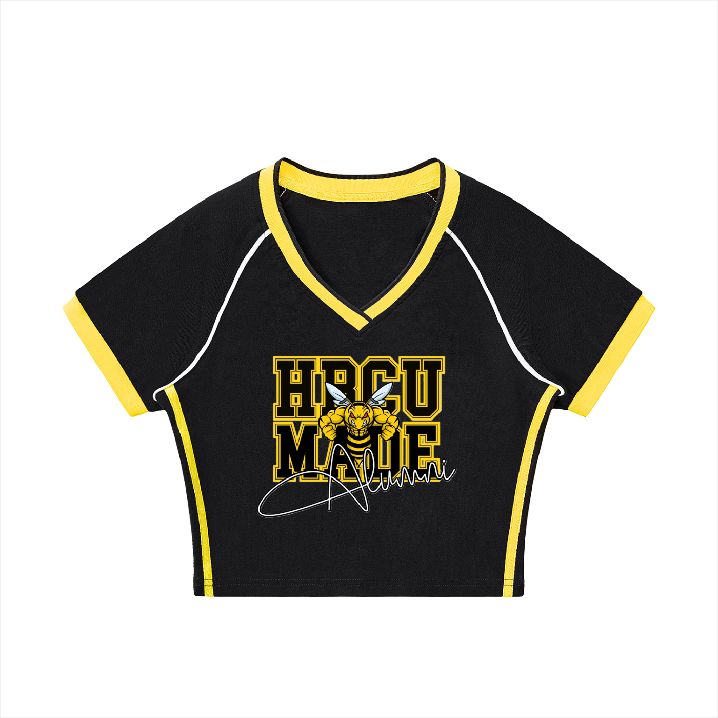 Alabama State Alumni Contrast Trim V-Neck Crop T-Shirt