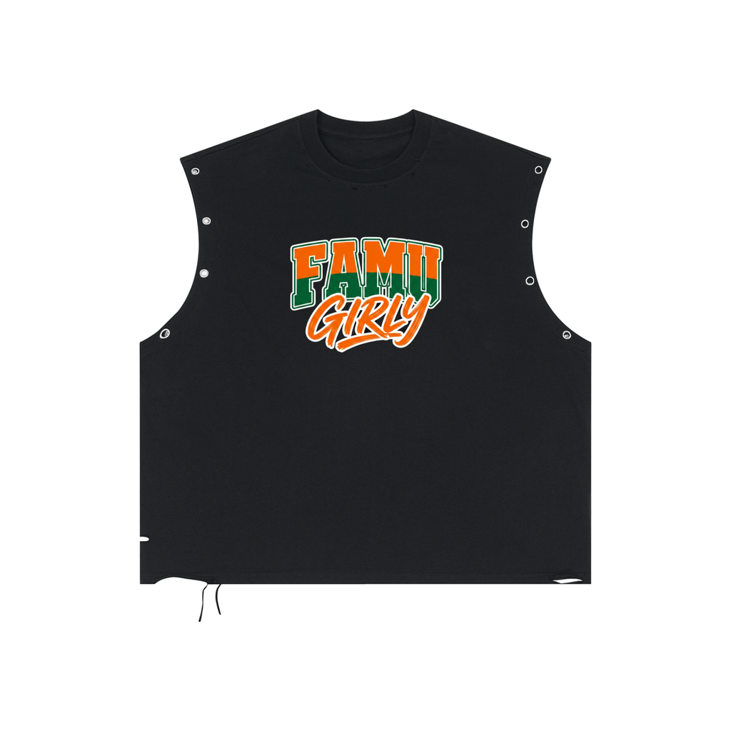 FAMU Distressed Grommet Eyelet Tank Top