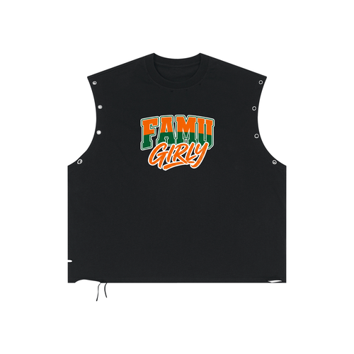 FAMU Distressed Grommet Eyelet Tank Top