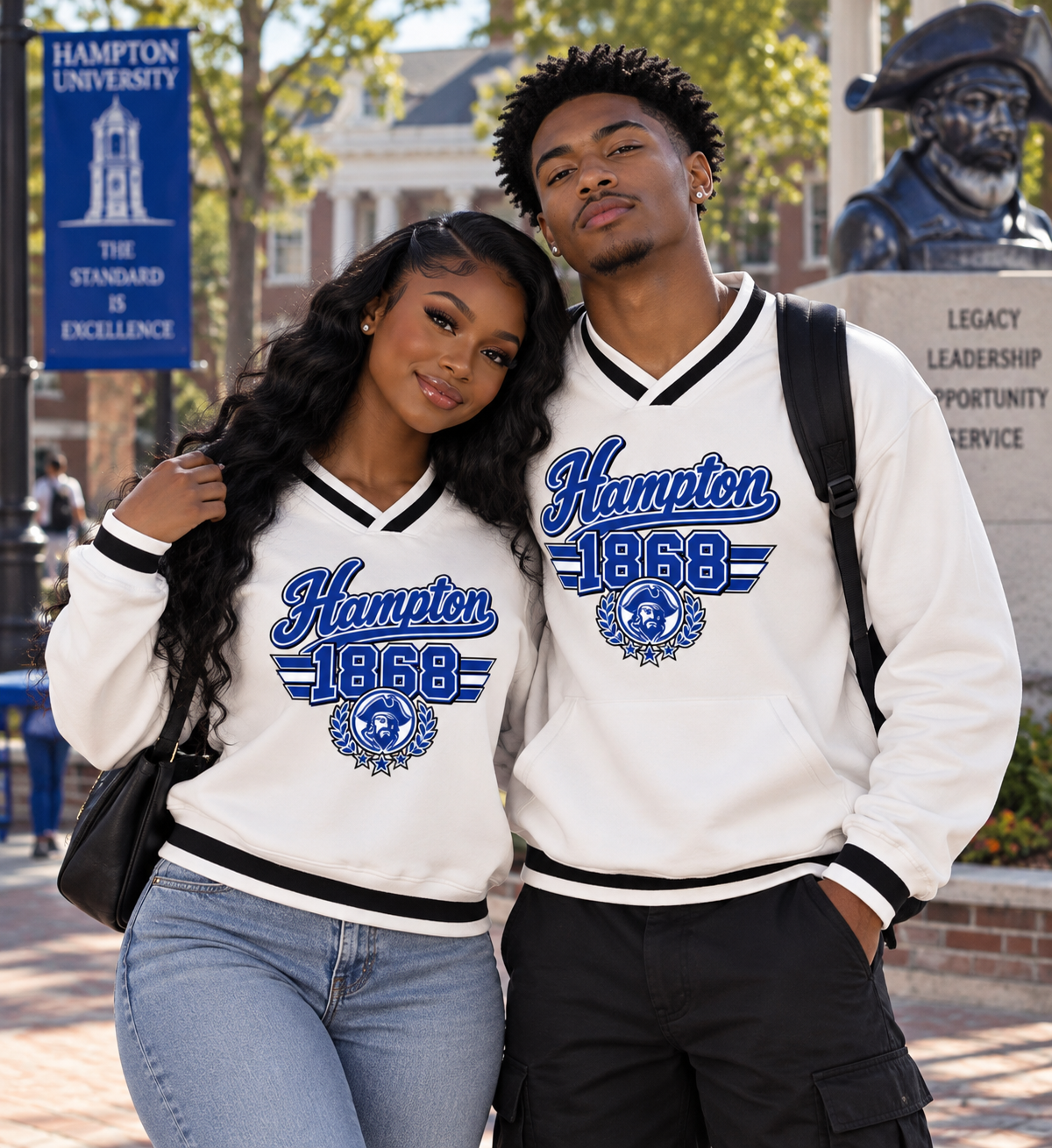 Hampton University 1868 Boxy V-Neck Sweatshirt