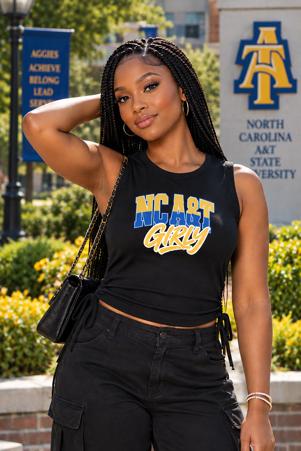 NC A&T Girly Women's Drawstring Tank Top