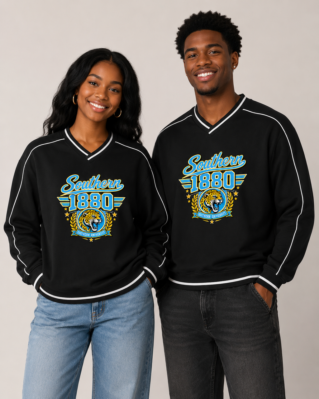 Southern Unisex Color Block V-Neck Sweatshirt