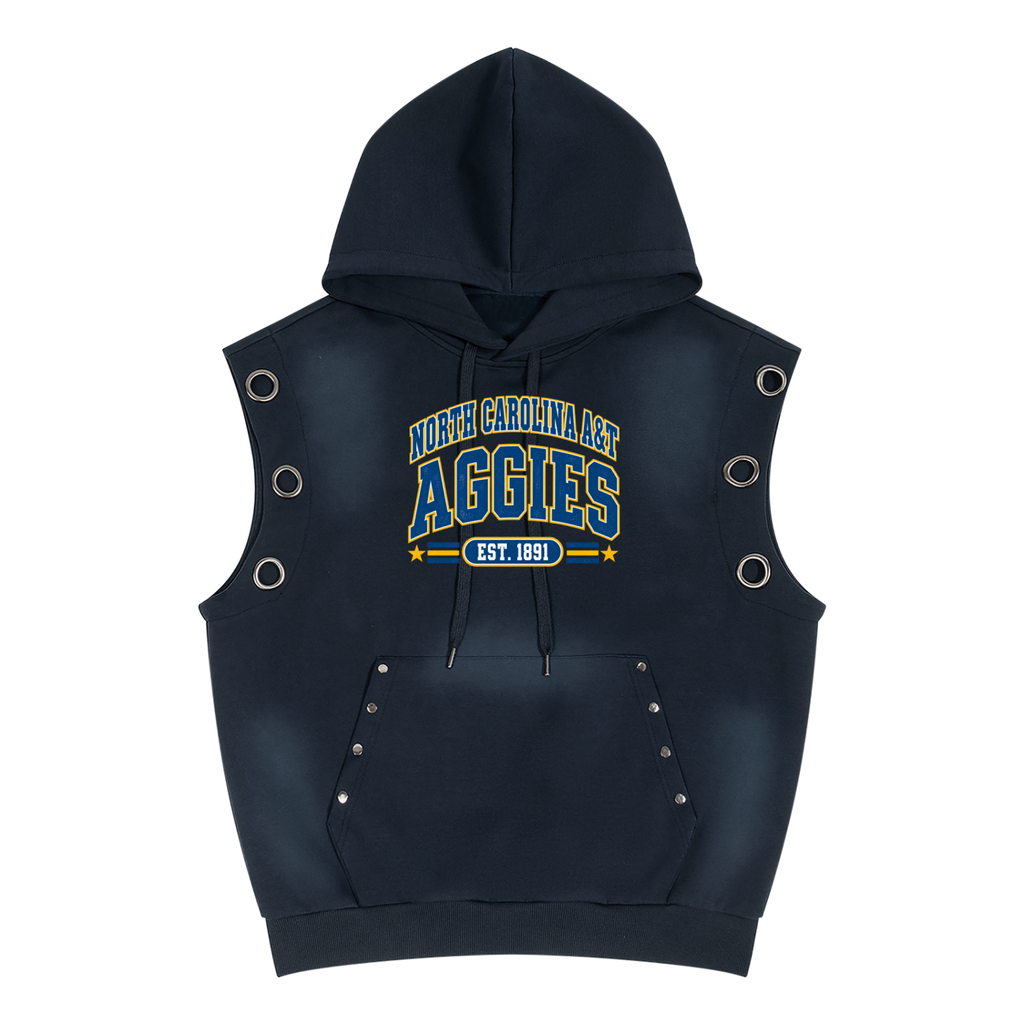 NC A&T Unisex Vintage Wash Sun Fade Sleeveless Hoodie