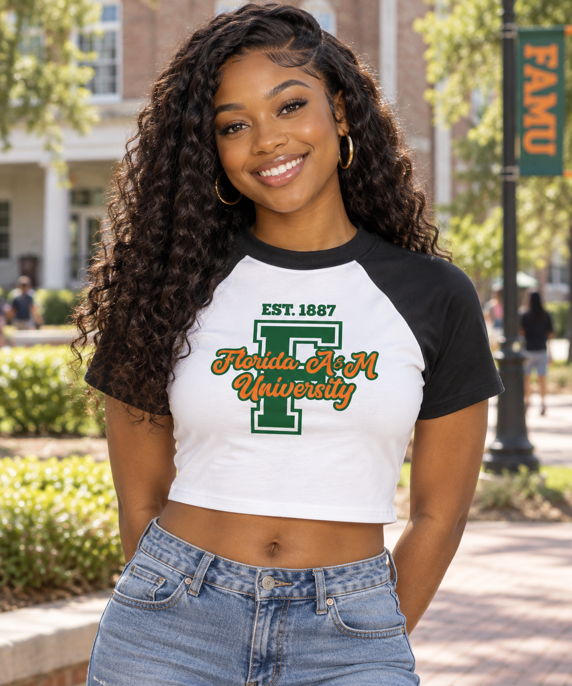 FAMU Women’s Color Block Raglan Crop T-Shirt