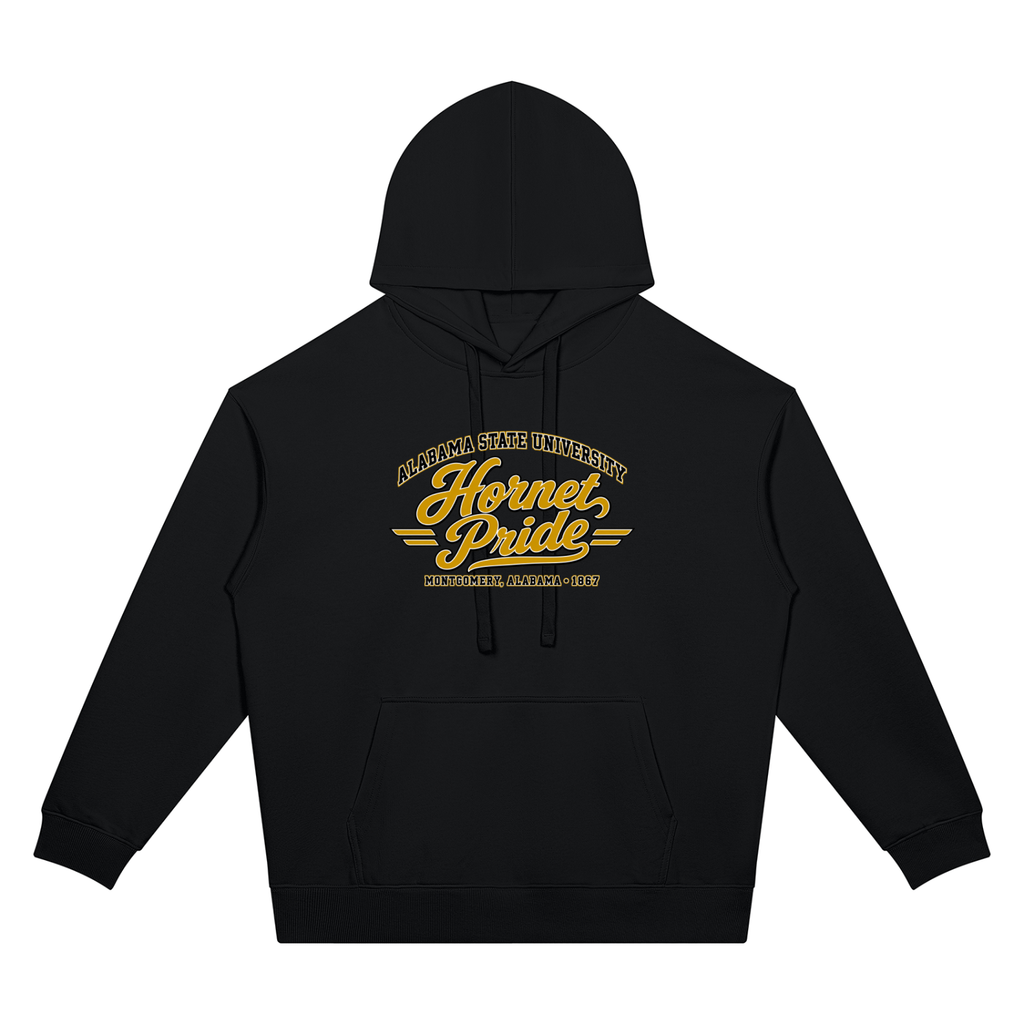 Alabama State University Oversized Hoodie in black and gold – primary product view