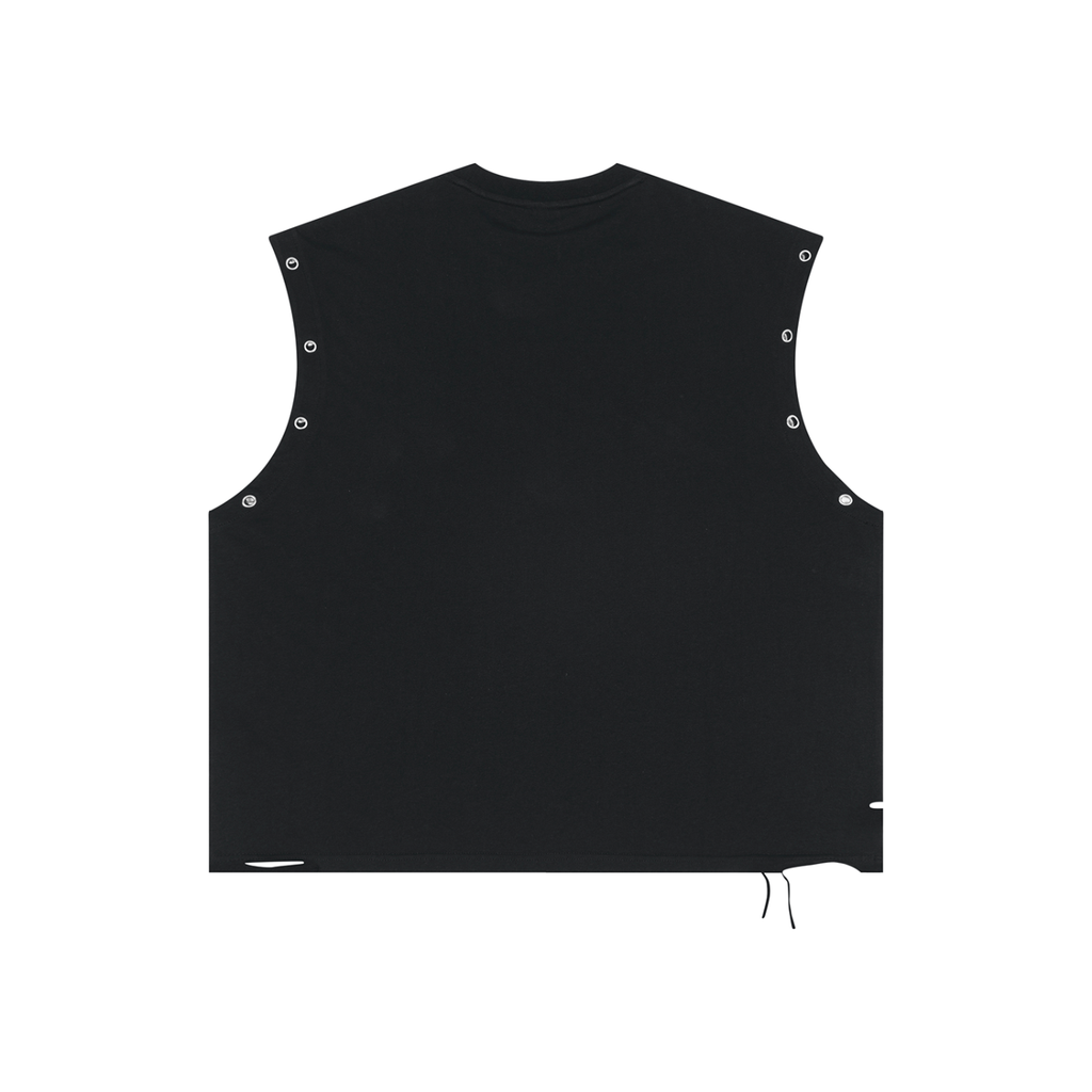Tougaloo Distressed Grommet Eyelet Tank Top