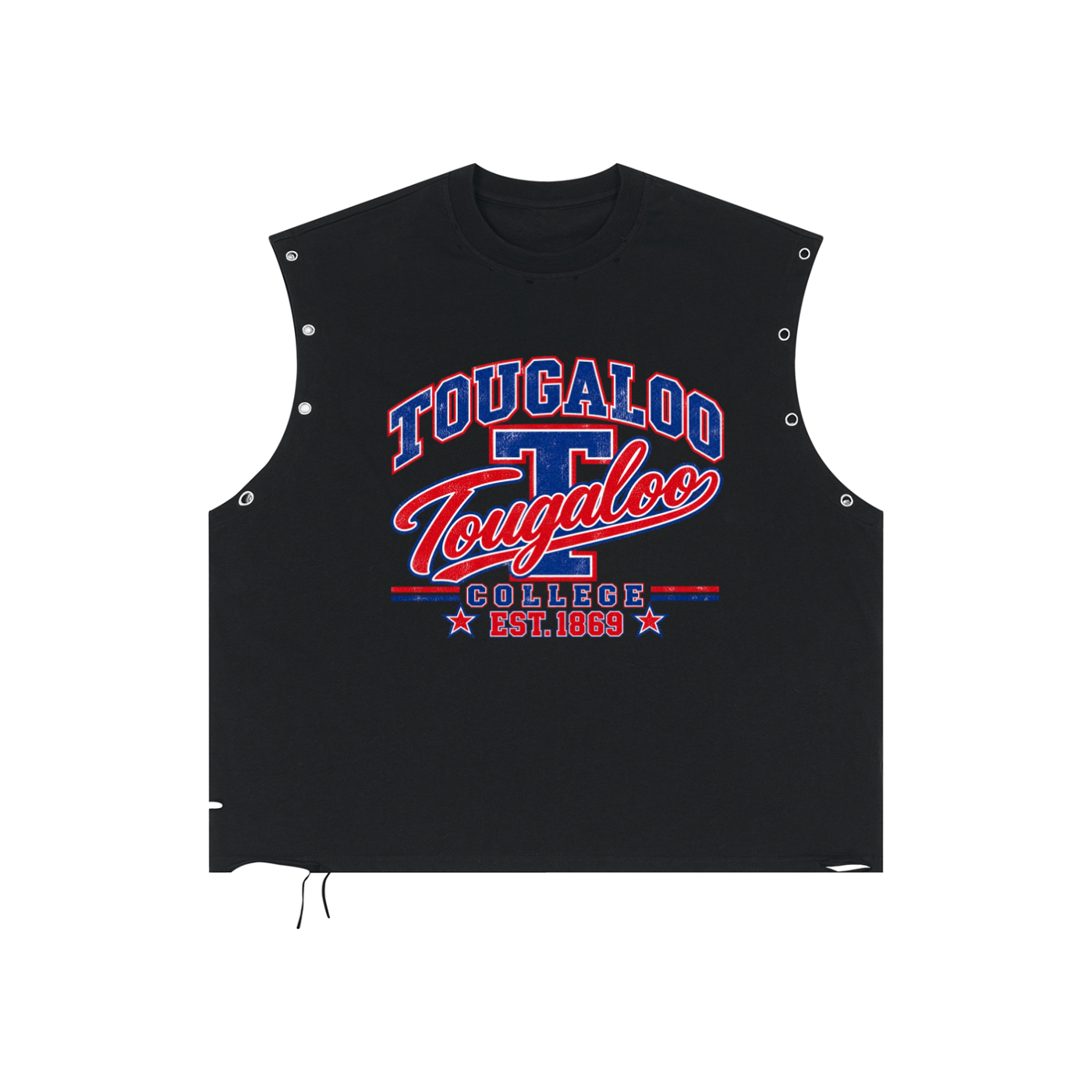 Tougaloo Distressed Grommet Eyelet Tank Top